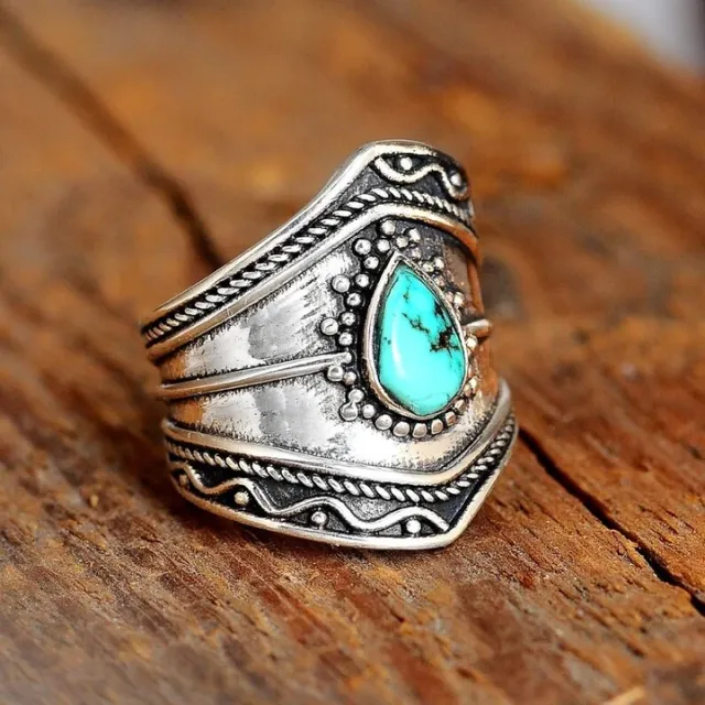 (😍Only $45.99 For 9 PCS) Include Exquisite Diamond Moonstone Turquoise RINGS
